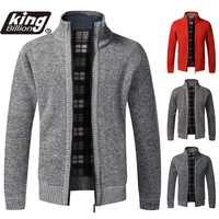 top quality 2021 autumn winter new mens jacket slim fit stand collar zipper jacket men solid cotton thick warm sweater