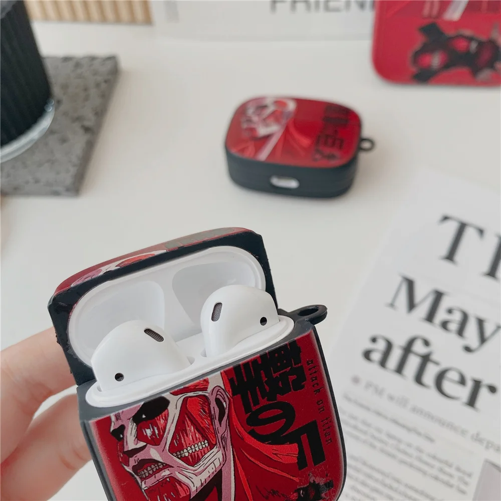 

fashion Cartoon Attack on Titan Wireless Bluetooth Earphone Case For AirPods 1 2 Pro Square Box 3D soft silicone Headset Cover