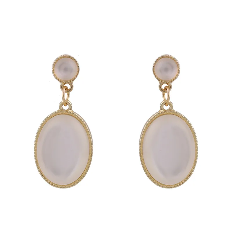 

Korean Vintage Earrings for Women Geometric Oval Moon Light Stone Drop Earring 2020 Dangler Brincos Hanging Statement Jewelry