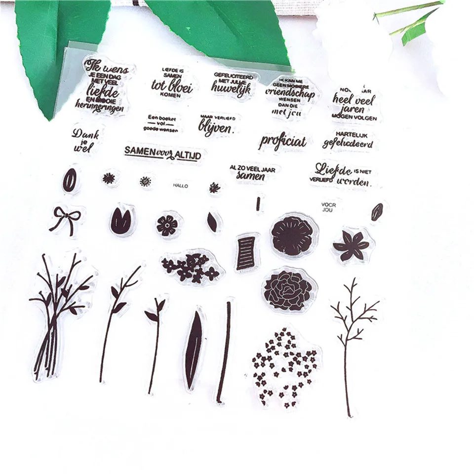 Прозрачные силиконовые штампы 14*14 с голландскими цветами DIY печать для