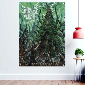 MANIFESTAION Death Metal Artist Flags Decorative Banners Bloody Horror Art Skull Tapestry Rock Band Poster Wall Hanging Cloth