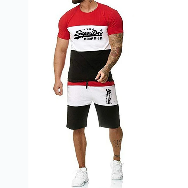 

Summer male srunningt-shirt suit sports loose short sleeve football basketball tennis quick-drying sports fitness S-6XL