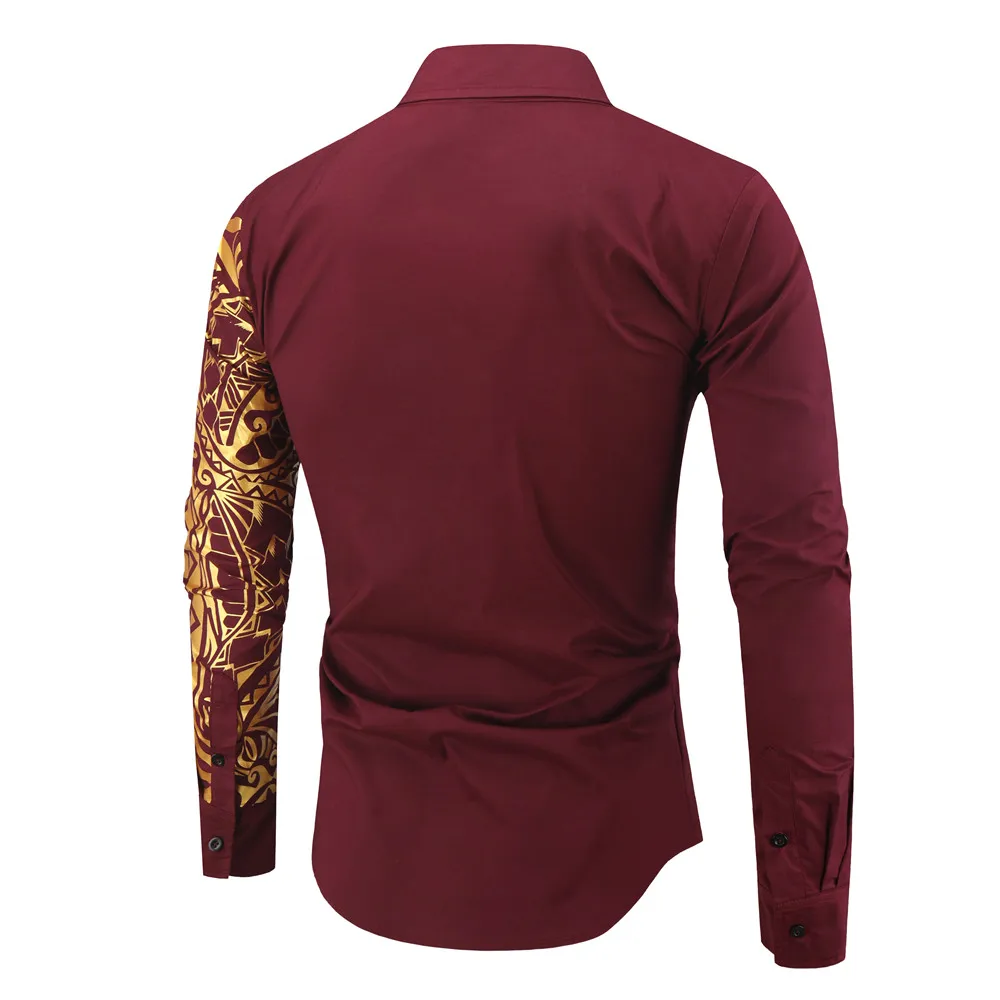 Роскошный золотистый и черный рубашка Для мужчин Slim Fit с длинными рукавами Camisa Masculina золотистый и черный Сорочка мужская, для общественных мест Для мужчин клуб нарядная рубашка