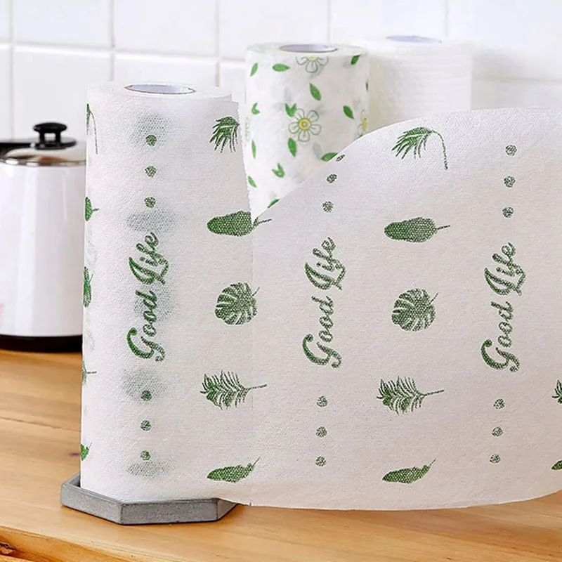 

Disposable 50Pcs Roll Rag Kitchen Wiping Rags Kitchen Paper With Racks Cleaning Cloth Home Washing Dish Kitchen Cleaning Towel