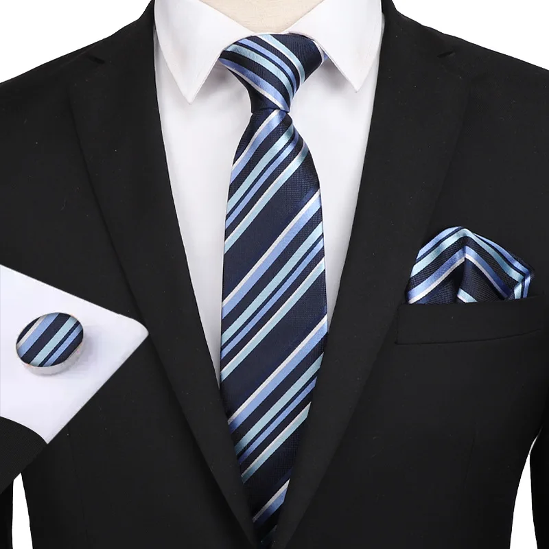 

Silk Tie Set Men's Formal Wear Business 7cm Six-Piece Korean Style Bridegroom Jacquard Tie2021