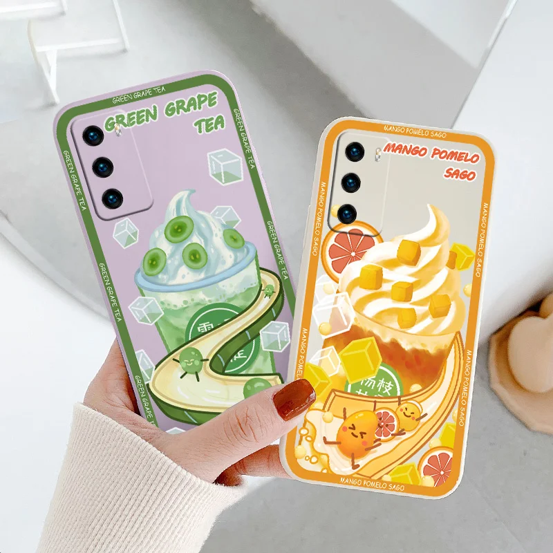 

Poplar Twig Nectar Liquid Silicone Case For Huawei P40 P50 P30 P20 Pro Lite Mate 40 30 20 Pro Lite Nova 5t Y7A Phone Back Cover