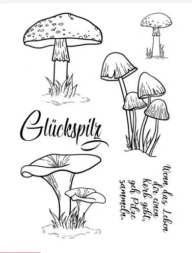 Прозрачный силиконовый штамп в виде гриба с немецкими словами/печать для