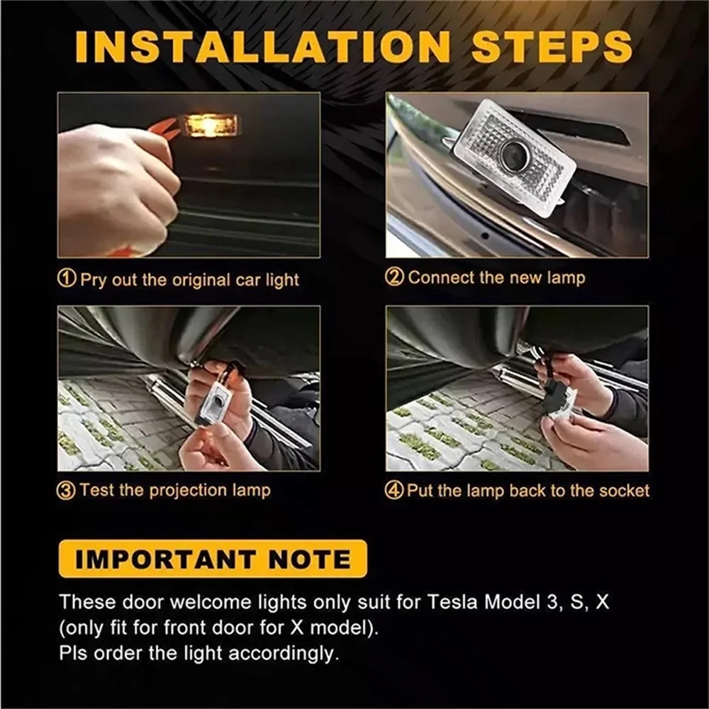 

2Pcs Car Door Light Led Auto Logo Emblem Laser Projector Courtesy Ghost Shadow Welcome Lamp For Tesla Model X Y S 3 Accessories