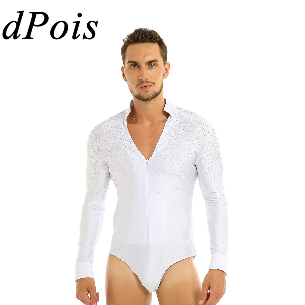 Мужская Слитная блестящая рубашка для латиноамериканских танцев топы мужчин