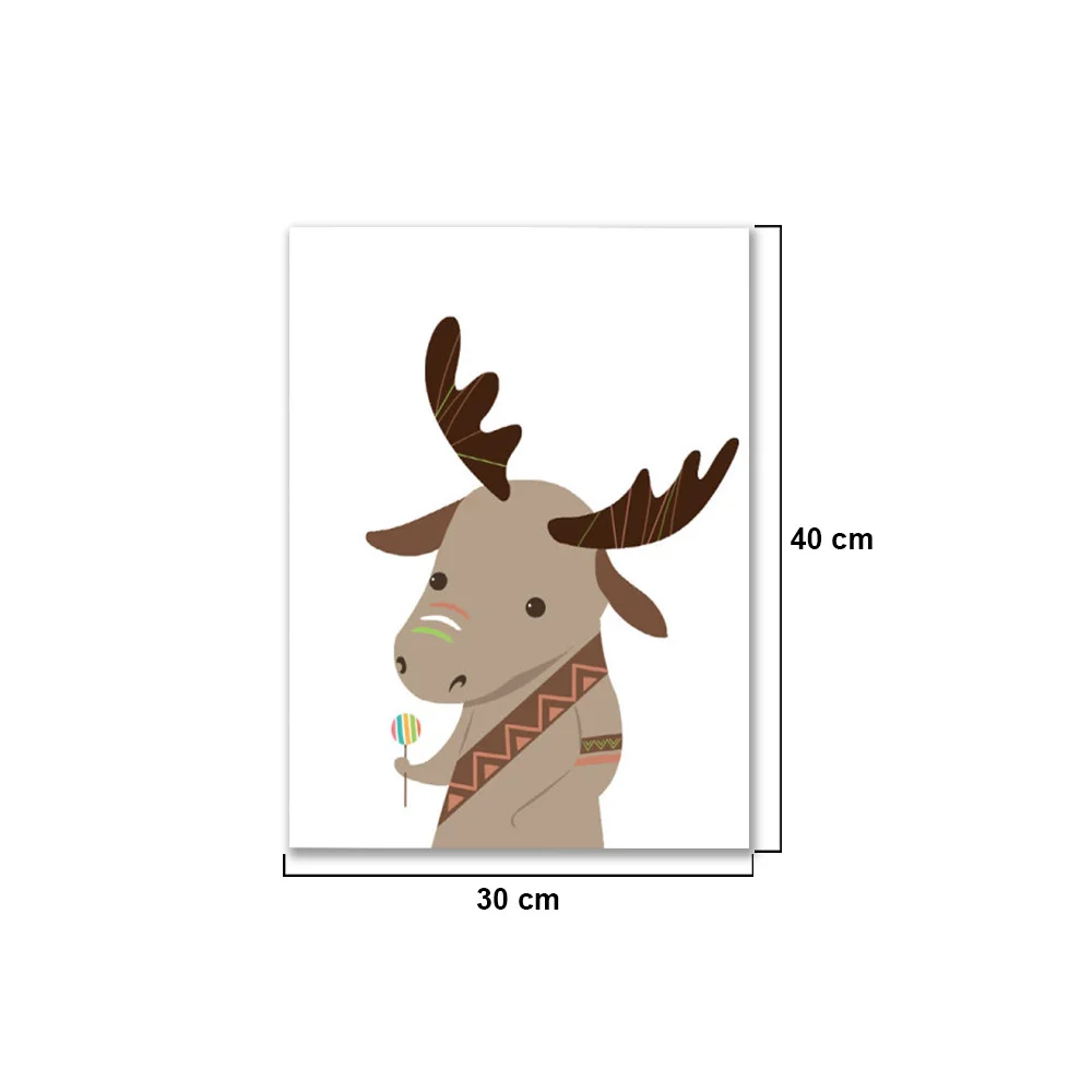 Мультфильм рисунок принт картина маслом без рамки олень крупного рогатого скота