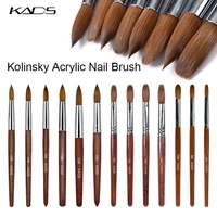 kolinsky sable acrylic nail art brush nail extension uv nail gel carving pen brush flat round red wood acrylic brush