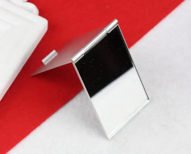 Зеркало для макияжа компактное складное ультратонкое алюминиевое прямоугольное