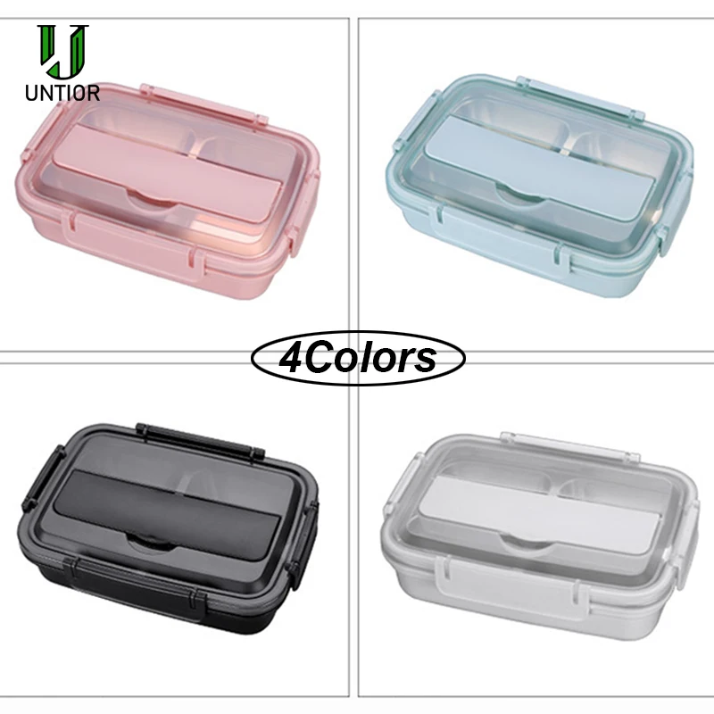 Портативный Ланч бокс из нержавеющей стали с 3/4 отделениями и ложкой|Коробки для