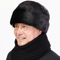 ht2667 men cap hat solid thick warm winter hat mink fur earflap cap casual male russian hat male winter windproof bomber hat
