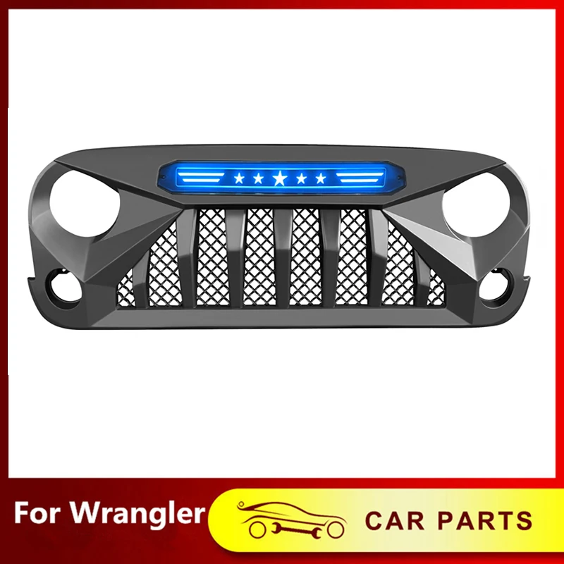 

Подходят для Jeep Wrangler JK 2007-2017 передний бампер радиатор решетка гриль сетка крышка матовые Гонки Грили светодиодный светильник кой