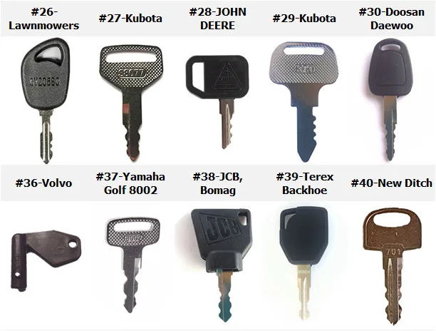 

40pc key Set For Mitsubishi Takeuchi Kawasaki Case Komatsu equipment Excavator