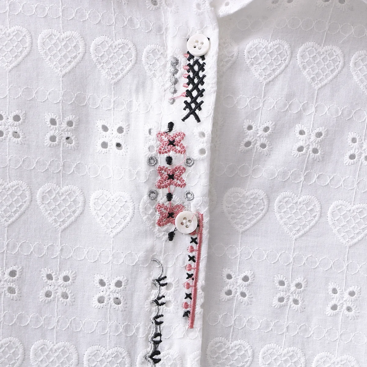 Вышитая жаккардовая женская рубашка с длинным рукавом большой размер блузка