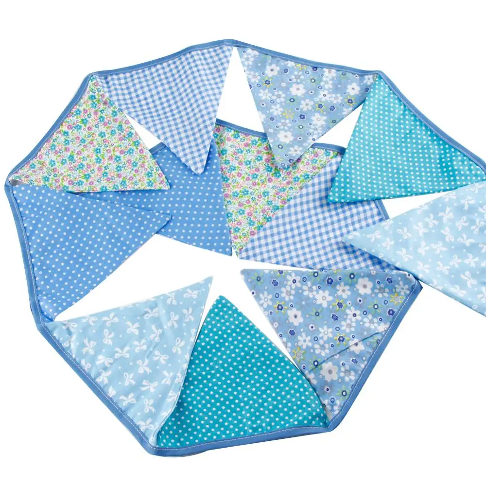 12 Flags Vintage Cotton Pennant For Party Wedding Pennant Bunting Banner Garlands Fabric Decor Wedding Party Supplies 3.2m - Цвет: Мятно-зеленый
