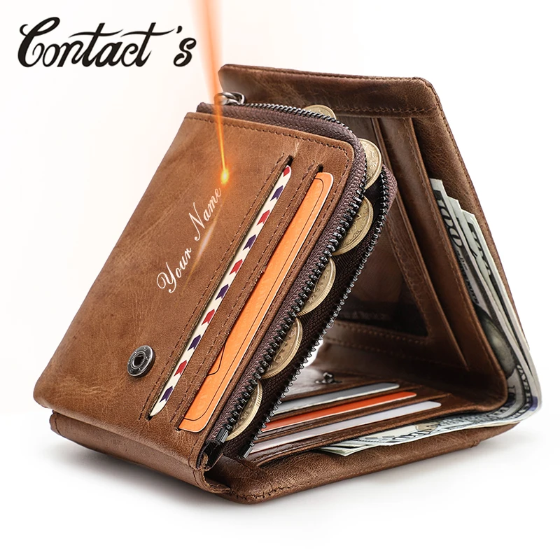 Контакта Бесплатная гравировка из натуральной кожи кошелек Для мужчин небольшой