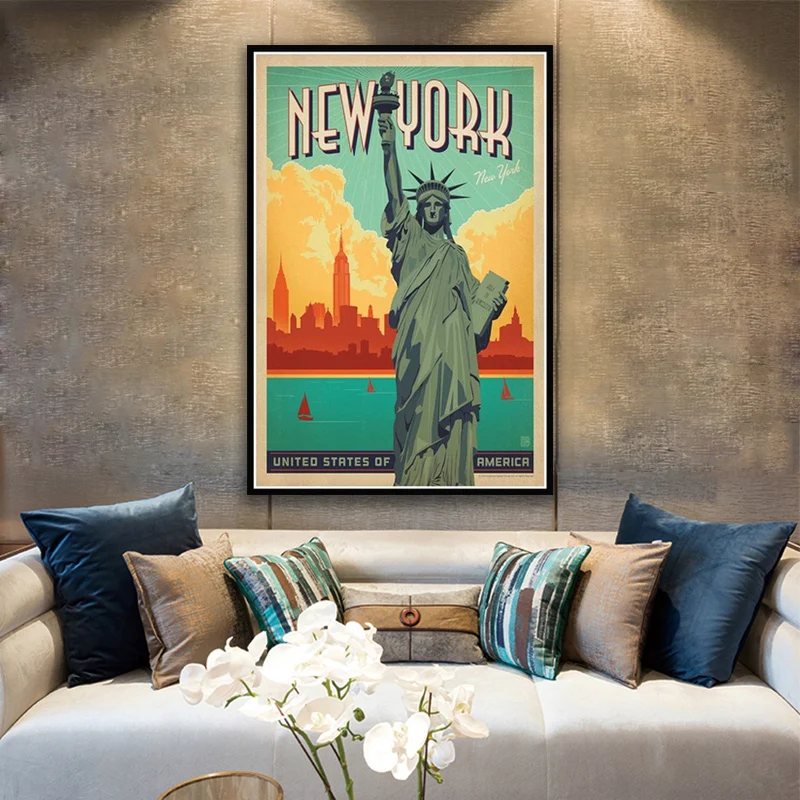 

Постеры на холсте для путешествий, путешествий по миру, Амстердам, Лондону, Нью-Йорку