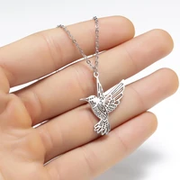 silver plated stainless steel hummingbird necklace animal simple fashion jewelry for women swallow birds necklaces collares