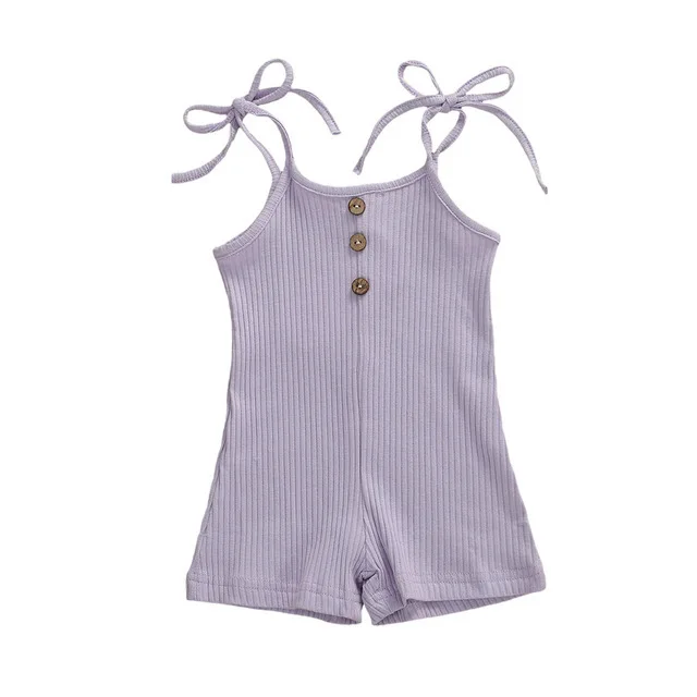 

Newborn Baby Boy Girl Cotton Romper Baby Lace-up Summer Sleeveless Cotton Rib-knitted Jumpsuit Clothes Outfits