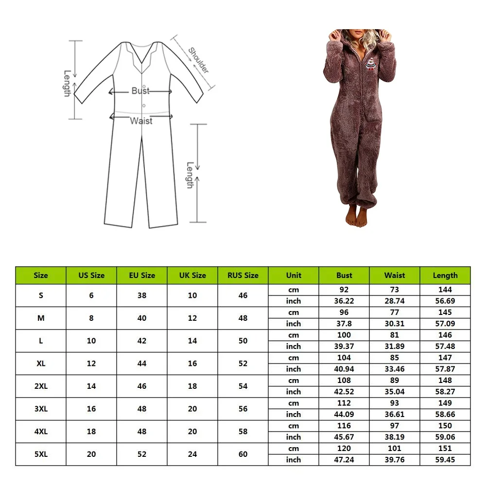 

Winter Warm Pyjamas Women Onesies Fluffy Fleece Jumpsuits Sleepwear Overall Plus Size Hood Sets Pajamas For Women Adult