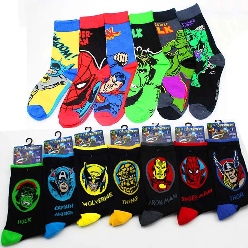 Носки для мужчин и женщин с героями мультфильмов носки комиксов marvel Человек-паук