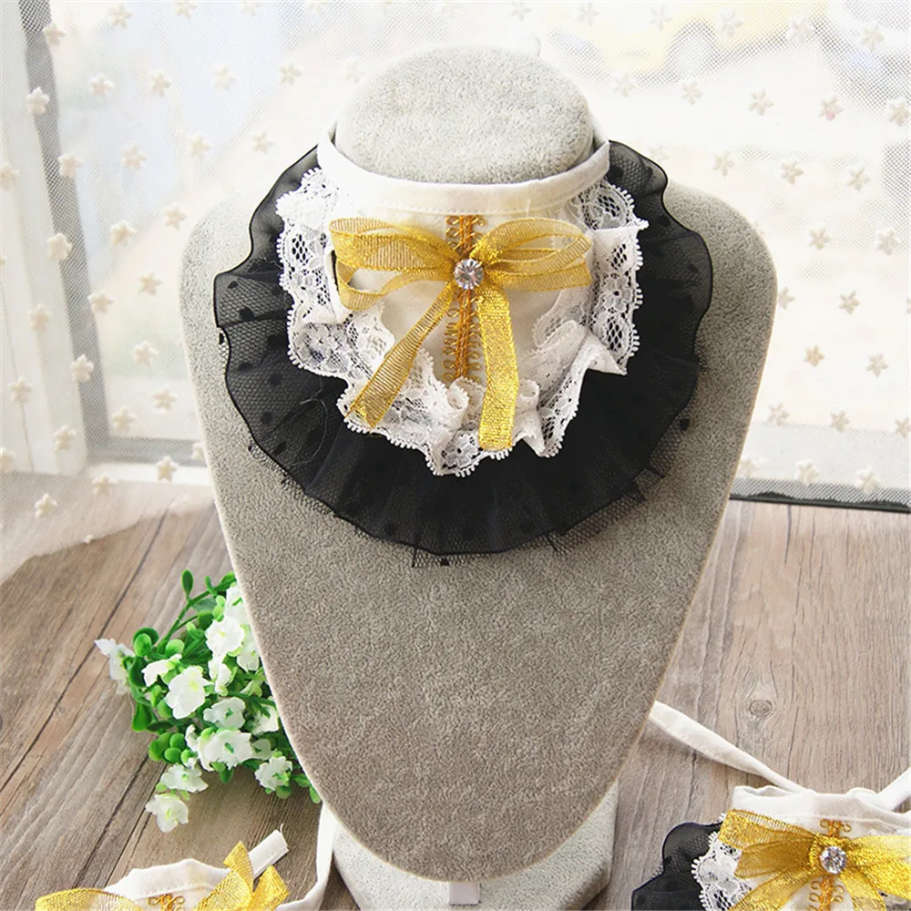 Черное золото кружева кошка собака слюнявчик полотенце собачий ошейник Xia Chai