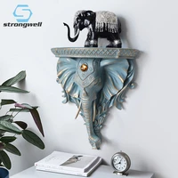 strongwell european 3d elephant head wall hanging decoration ledge rack shef background craft home wedding decoration gift