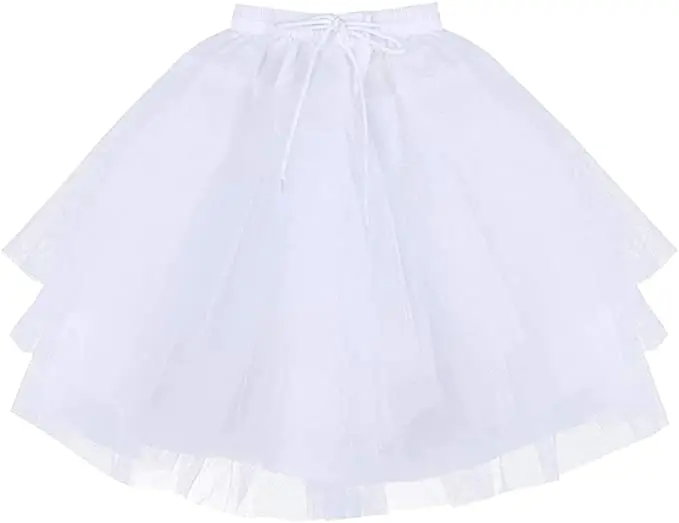 

Little Big Girls 3 Layers Hoopless Petticoat Slip Crinoline Underskirt Mesh Tutu Flower Girl Dance Skirt