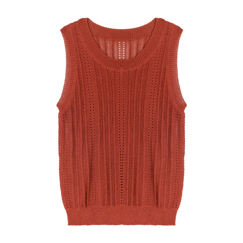 

Colline2021 summer new short sleeve top shows thin, sleeveless suspender and hollow vest