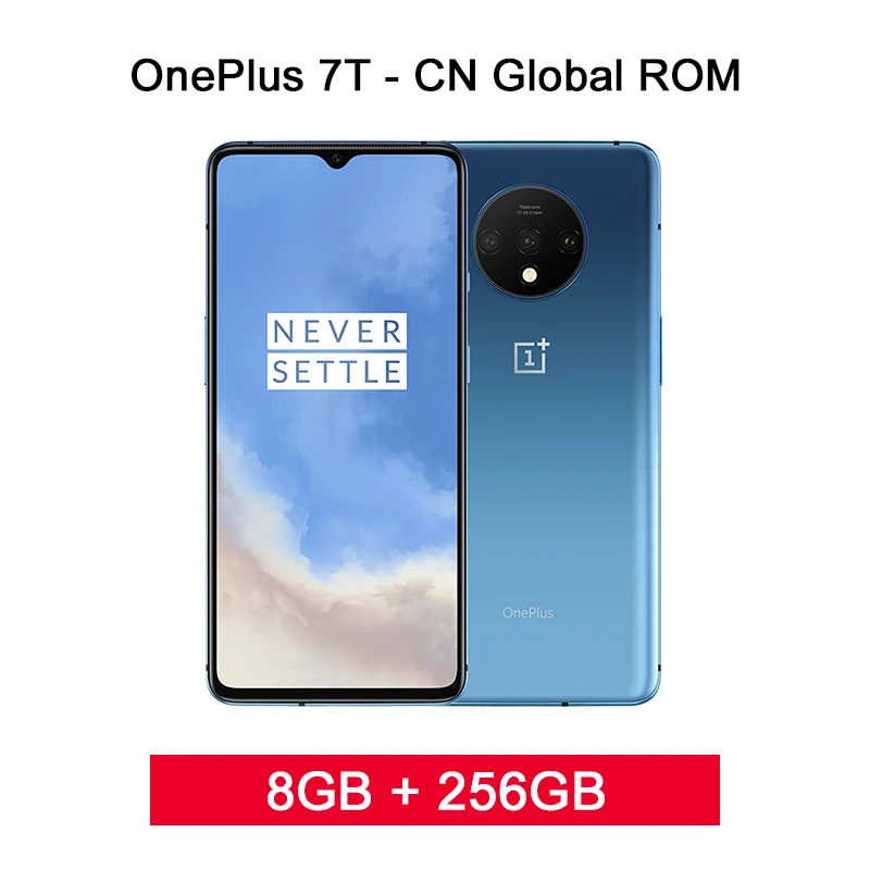 Смартфон OnePlus 7 T 7 T Snapdragon 855 Plus с глобальной прошивкой, Восьмиядерный процессор 6,55 дюйма, 90 Гц, AMOLED экран, 48мп, тройная камера, 30 Вт, NFC, Android 10 промо-код newyear1200 / newyear600 - Цвет: 8GB 256GB Blue