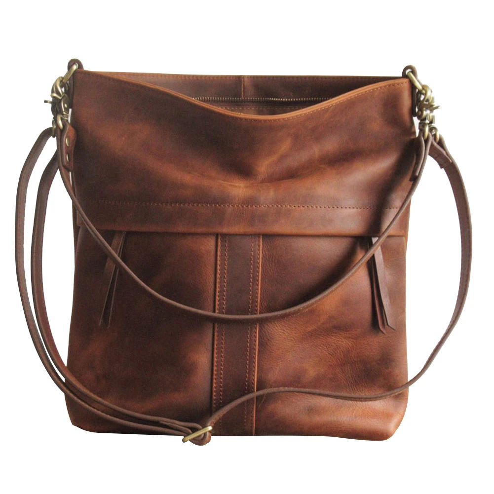 

PU Leather Women Underarm Bag Solid Color Ladies Large Capacity Bucket Bag Soft Zipper Vintage Designer Large Shoulder Bags