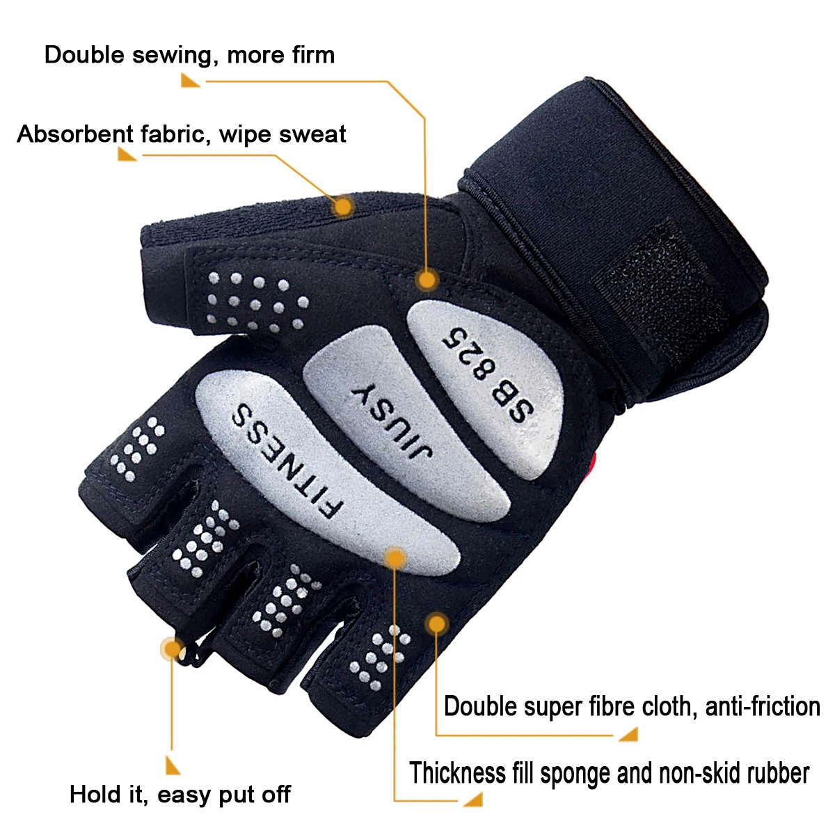 Перчатки без пальцев для мотокросса Нескользящие защитные езды на мотоцикле и