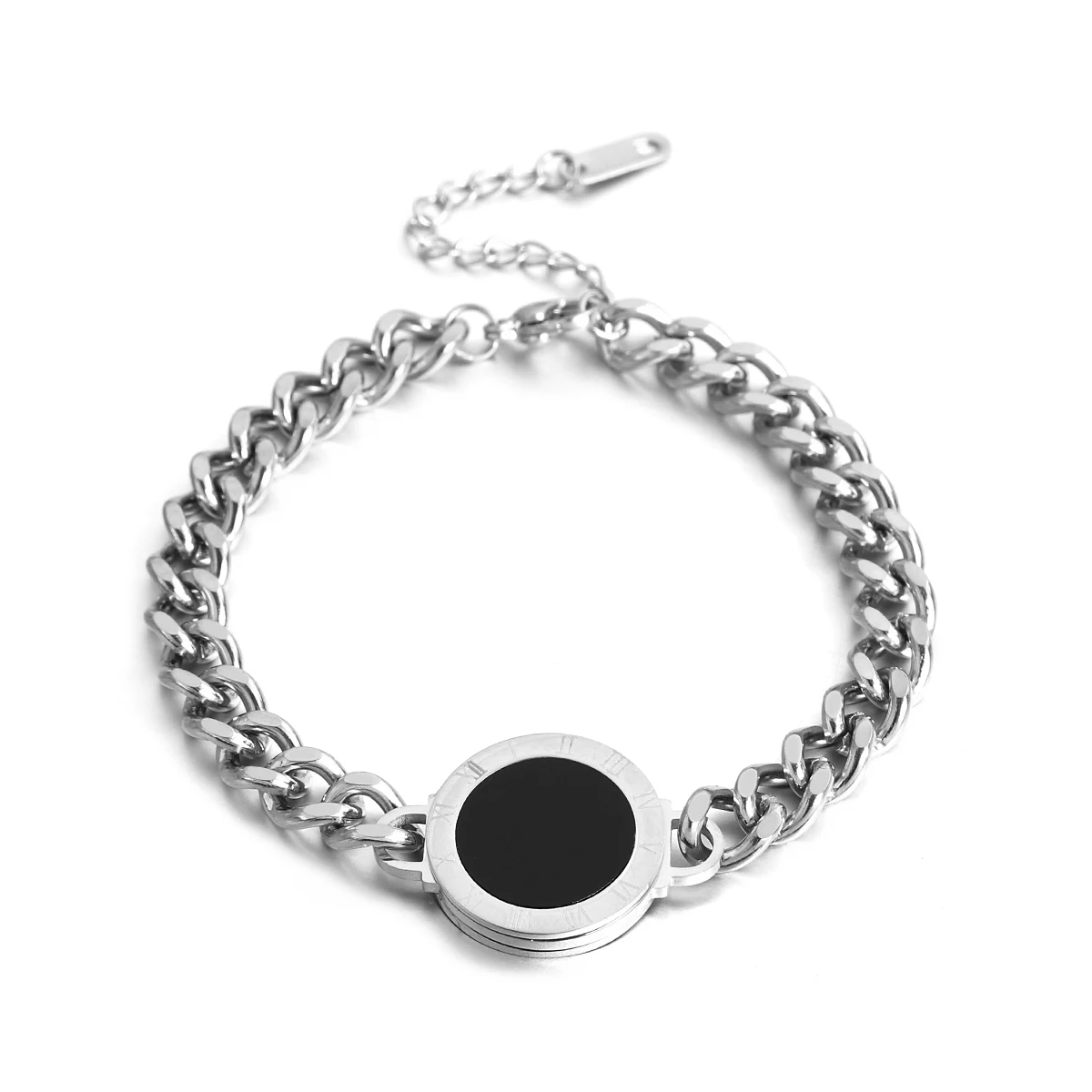 

ALLYES Punk Stainless Steel Cuban Chain Bracelets for Women Fashion Black Charm Bracelet Bangle Hip Hop Female Jewelry Gifts