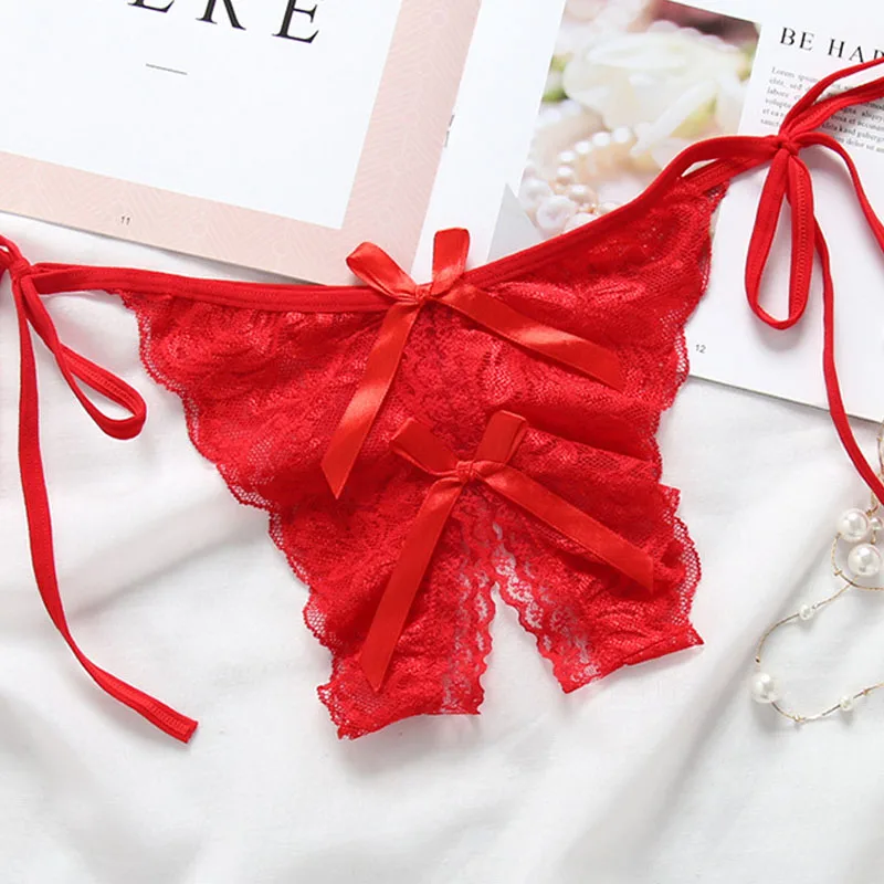 Сексуальные женские прозрачные кружевные трусики нового размера плюс с открытой