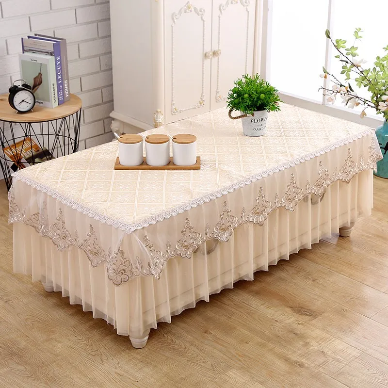 

Coffee Table Tablecloth Rectangular Fabric Lace Dining Table Cushion Living Room Coffee Table Cover Cover Household European