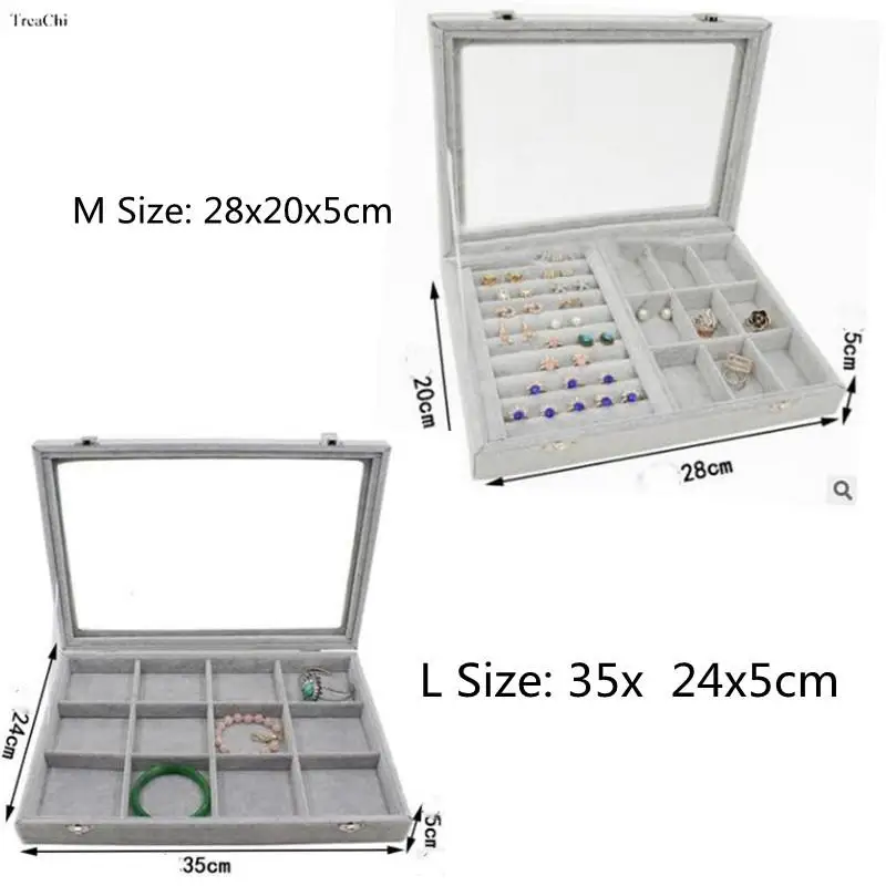 

Gray Color Jewelry Trays Earring Ring Pendant Holder Jewel Gem Display Breastpin Bracelet Carrying Case Necklace Stand Showcases