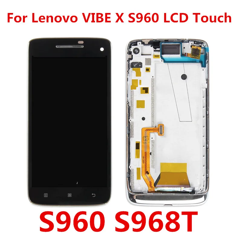 

5.0 inch For Lenovo VIBE X S960 LCD Display Touch Screen Digitizer Assembly With Frame Replacement Parts For Lenovo S960T S968T