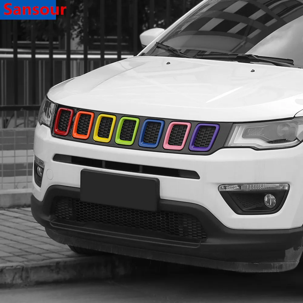 Sansour Racing Grills для Jeep Compass 2017 автомобиль передняя решетка крышка Украшение 2018