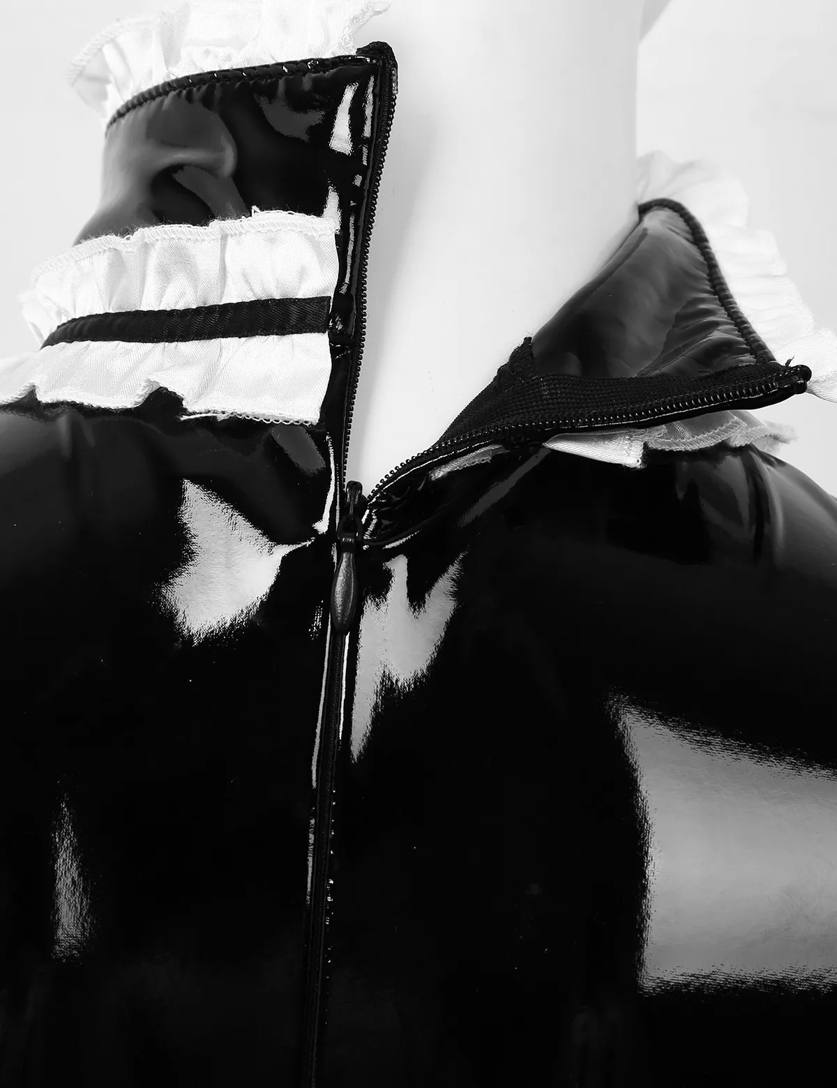 Женское кожаное латексное горничная Сисси платье Wetlook костюм для косплея Клубная