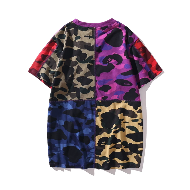 

tide brand camouflage multi-layer stitching T-shirt M~3XL