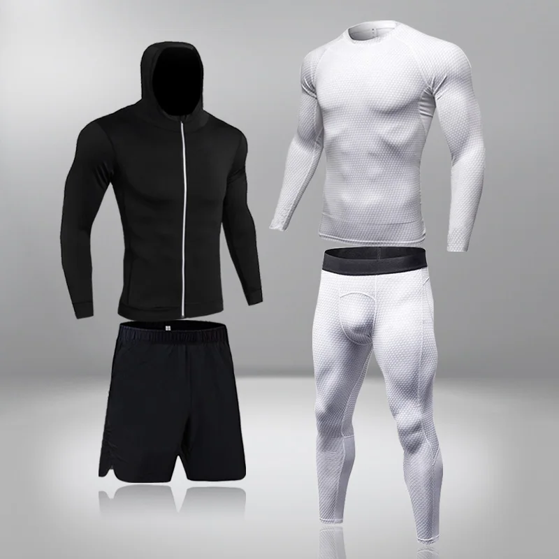 

Men Sports Set Tracksuits Compress Shirt Fitness Pants Skin Tight Long Sleeves Rashguard Training Clothes