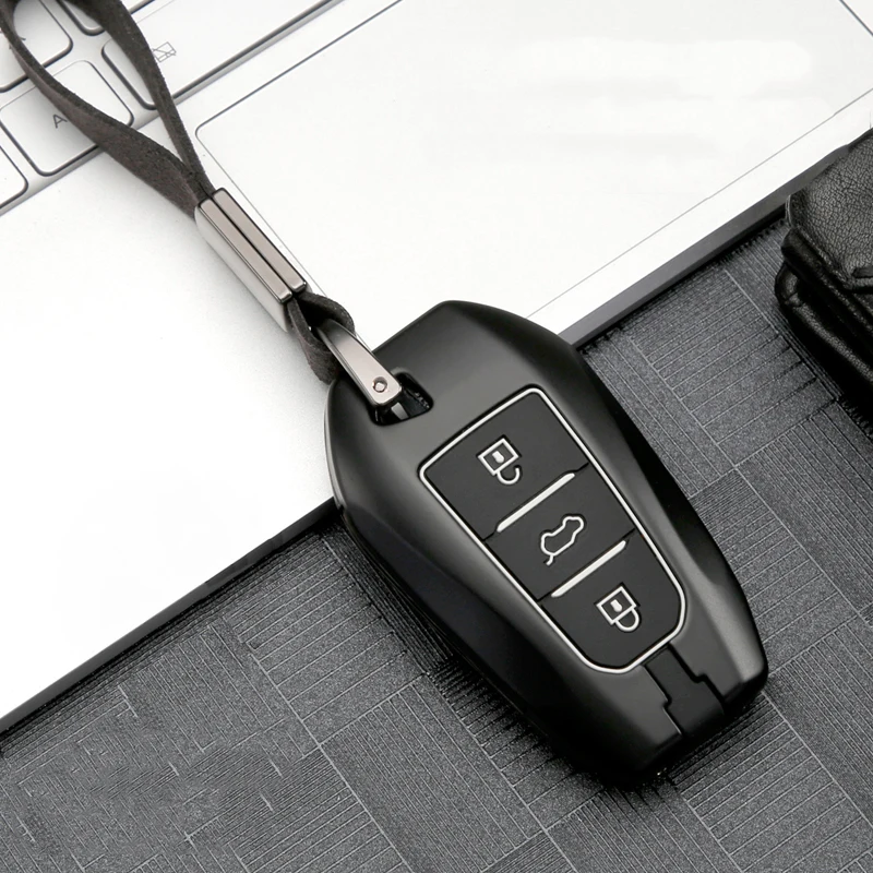 Популярный чехол для автомобильного ключа из цинкового сплава кожаный Peugeot 301 308