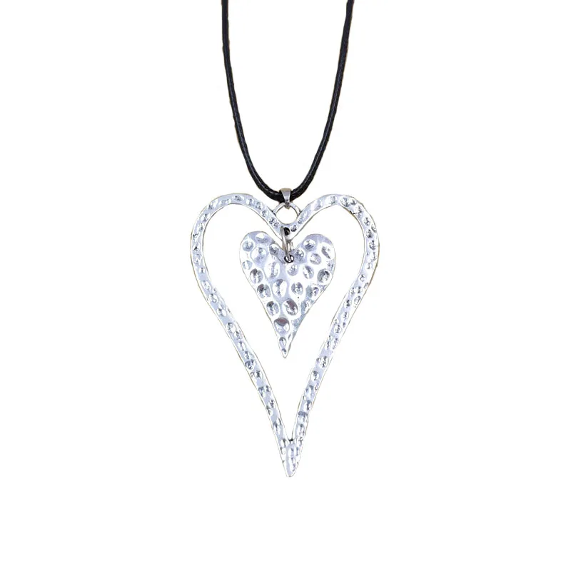 Подвеска в виде сердца Ретро стиль длинное ожерелье металлическая пара любовь