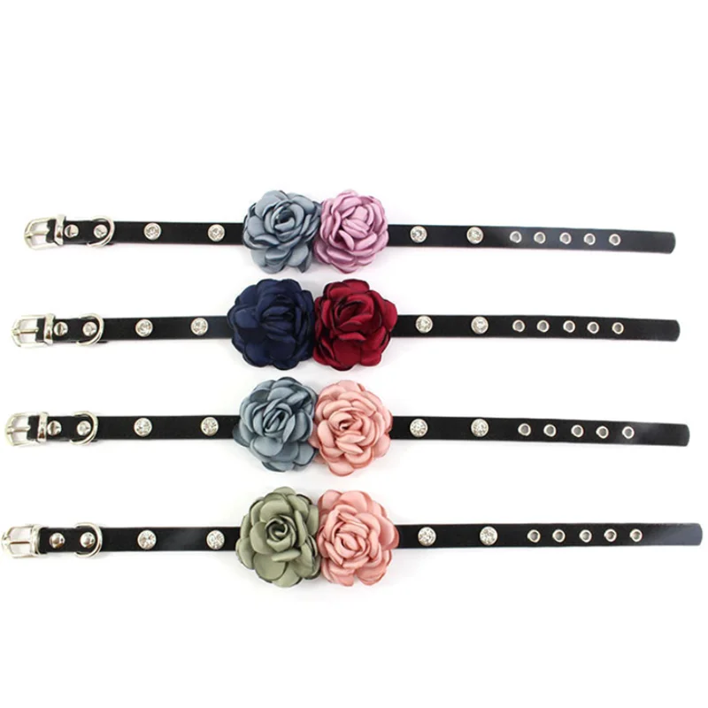 Ошейник для собак и кошек ювелирные изделия стразы розы цветок ошейник маленьких