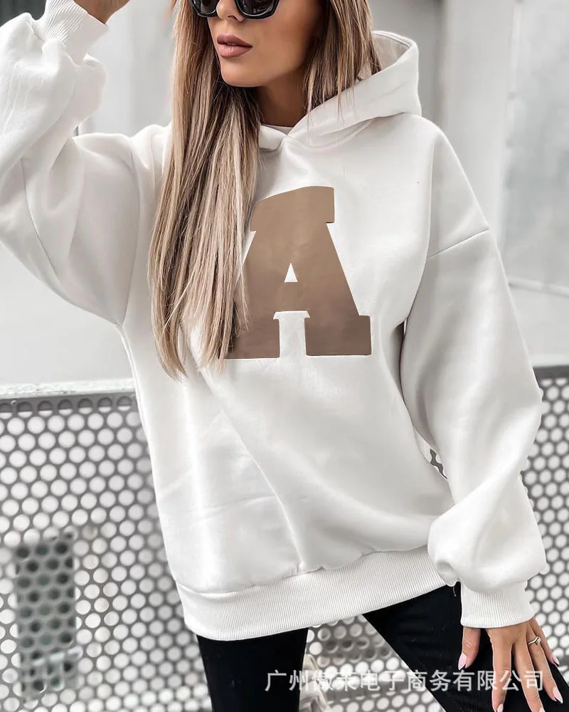 

Women's new letter casual hooded sweater
