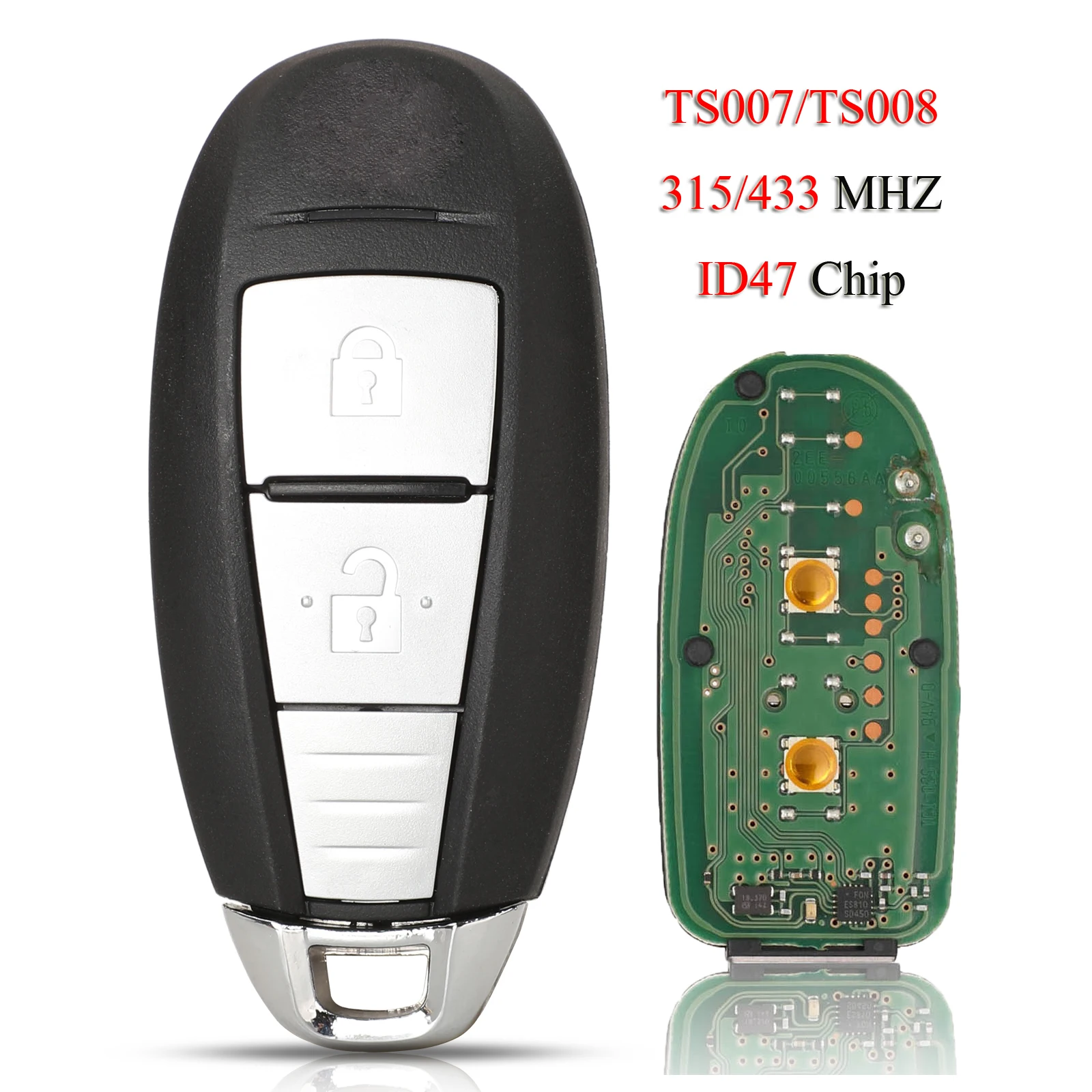 

jingyuqin Original Remote Car Key For Suzuki Swift Vitara SX4 5-Cross 2Buttons Keyless-Go 315/433MHZ With ID47 Chip TS007 TS008