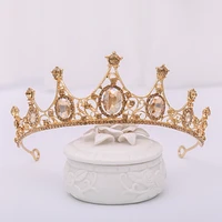 gold champagne crown headband bridal tiaras baroque crystal wedding hair accessories headdress wedding tiara and crown for women